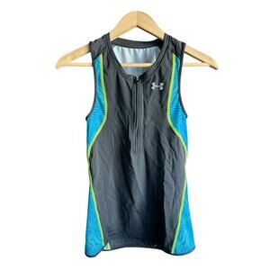 Under Armour Black Sleeveless 1/2 Zip Race Cycling Top Medium Back Stash Pockets